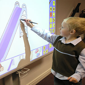 Student Using an Interactive Whiteboard
